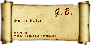 Gurin Béla névjegykártya